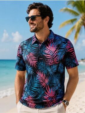 Tropical Bros Tropical Palm Dri-Fit Golf Shirt